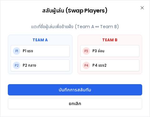 สลับผู้เล่นบนคอร์ท